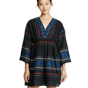 Joie Black Shada Embroidered Mini Dress with Bell Sleeves Medium NWOT